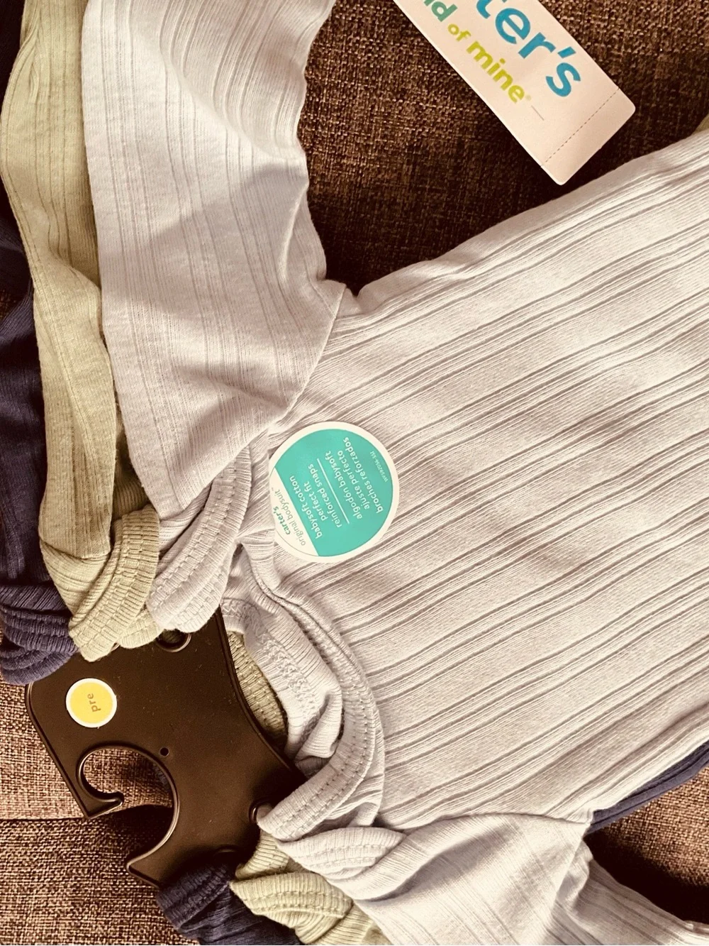 Carter's 🆕 Child of Mine Ribbed Infant Onesies  in Light Blue, Navy & Sage Green